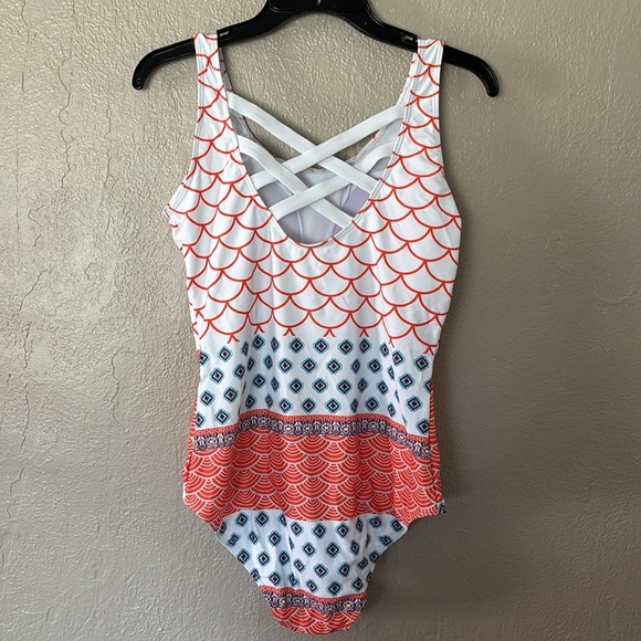 Women’s Cupshe Beautiful World Print One Piece Swimsuit, Large - Picture 4 of 6